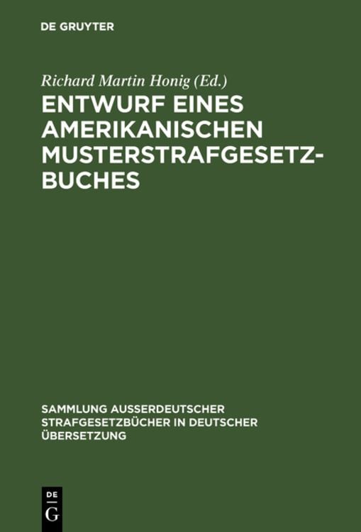 Produktbild: Entwurf eines amerikanischen Musterstrafgesetzbuches
