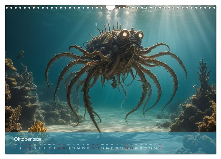 Produktbild: Steampunk - Unterwasser Roboter (Wandkalender 2026 DIN A3 quer), CALVENDO Monatskalender