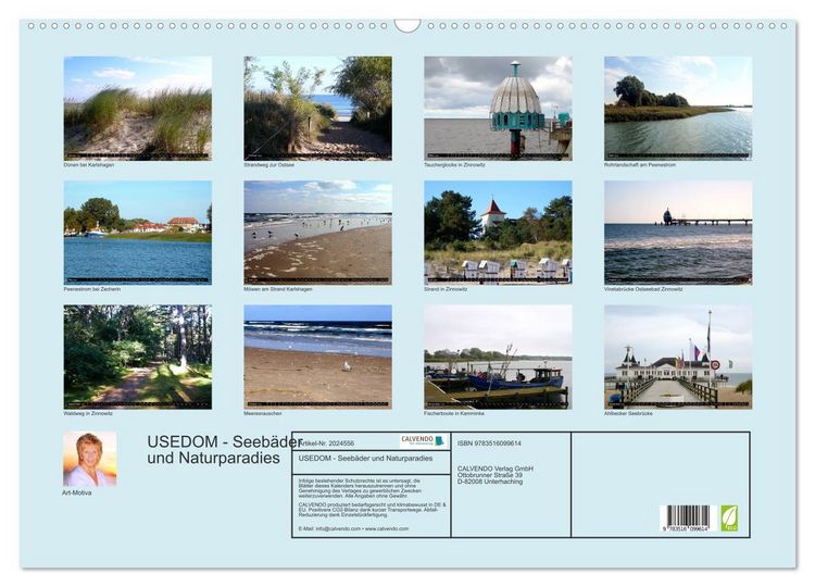 Produktbild: USEDOM - Seeb&auml;der und Naturparadies (Wandkalender 2026 DIN A2 quer), CALVENDO Monatskalender