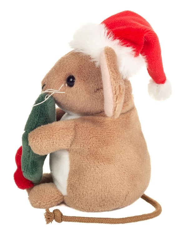 Produktbild: Teddy Hermann 94629 - Weihnachtsmaus mit Ilexblatt, Pl&uuml;sch, 11 cm