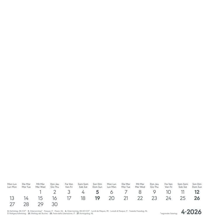 Produktbild: Kreativ-Kalender weiß 2026 - 21x22 cm - Foto, Malen, Basteln - datiert - Kreativkalender - Foto-Kalender - Alpha Edition