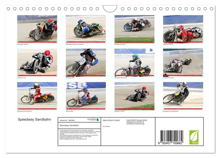 Produktbild: Speedway Sandbahn (Wandkalender 2026 DIN A4 quer), CALVENDO Monatskalender