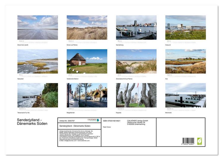 Produktbild: S&oslash;nderjylland - D&auml;nemarks S&uuml;den (Wandkalender 2026 DIN A2 quer), CALVENDO Monatskalender