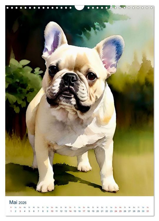 Produktbild: Franz&ouml;sische Bulldoggen. Kunstvoll gestaltete Portraits (Wandkalender 2026 DIN A3 hoch), CALVENDO Monatskalender