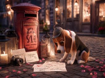 Produktbild: CALVENDO Puzzle Detektivhund auf Spurensuche vor rotem Briefkasten | 1000 Teile Lege-Gr&ouml;&szlig;e 64x48cm Foto-Puzzle f&uuml;r gl&uuml;ckliche Stunden