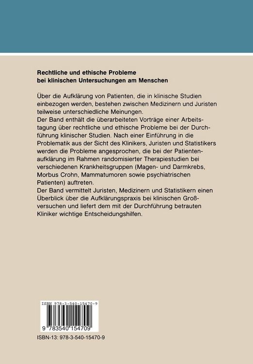 Produktbild: Rechtliche und ethische Probleme bei klinischen Untersuchungen am Menschen
