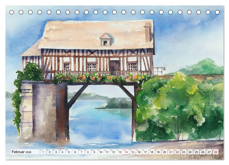 Produktbild: Frankreich Aquarelle (Tischkalender 2026 DIN A5 quer), CALVENDO Monatskalender