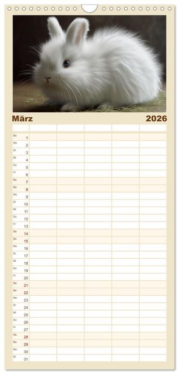 Produktbild: Familienplaner 2026 - Zauberhafte Fluffies mit 5 Spalten (Wandkalender, 21 x 45 cm) CALVENDO