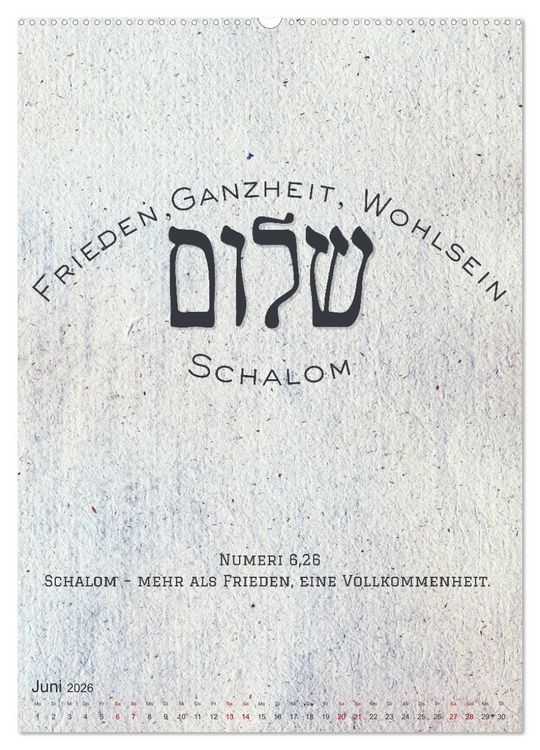 Produktbild: Hebr&auml;ische Lettern - Worte voller Licht und Weisheit (Wandkalender 2026 DIN A2 hoch), CALVENDO Monatskalender