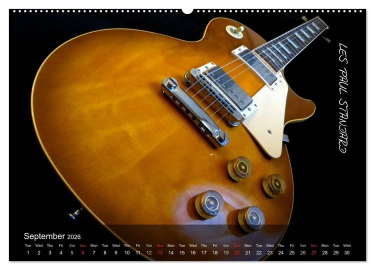 Produktbild: ROCK GUITARS put into the spotlight (High Quality Premium Wall Calendar 2026 DIN A2 landscape),CALVENDO 12 Month Wall Calendar
