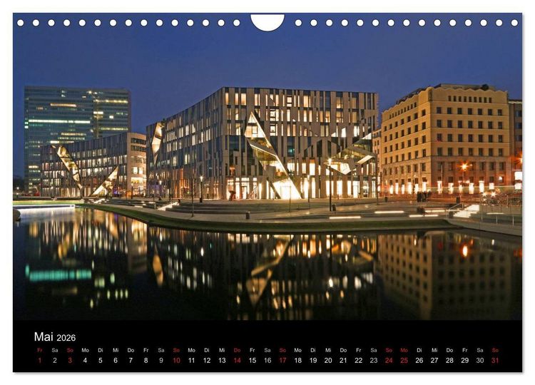 Produktbild: D&uuml;sseldorf Abendstimmungen und Nachtansichten (Wandkalender 2026 DIN A4 quer), CALVENDO Monatskalender