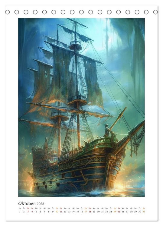 Produktbild: Piratenschiffe (Tischkalender 2026 DIN A5 hoch), CALVENDO Monatskalender
