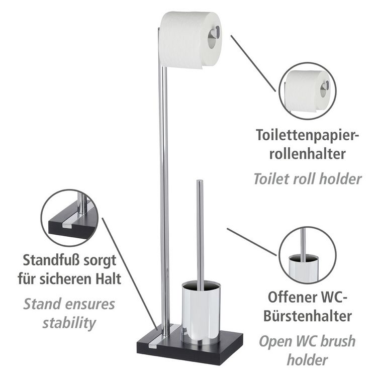Produktbild: Stand WC-Garnitur Mod. Noble Black, mit Chrom-Applikation