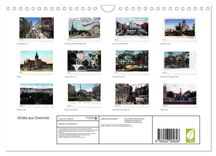 Produktbild: Gr&uuml;&szlig;e aus Chemnitz (Wandkalender 2026 DIN A4 quer), CALVENDO Monatskalender