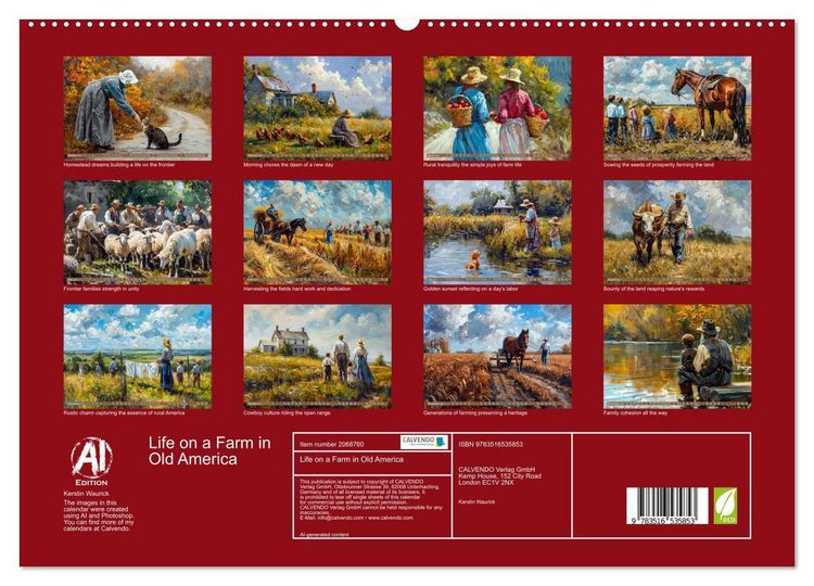 Produktbild: Life on a Farm in Old America (High Quality Premium Wall Calendar 2026 DIN A2 landscape),CALVENDO 12 Month Wall Calendar