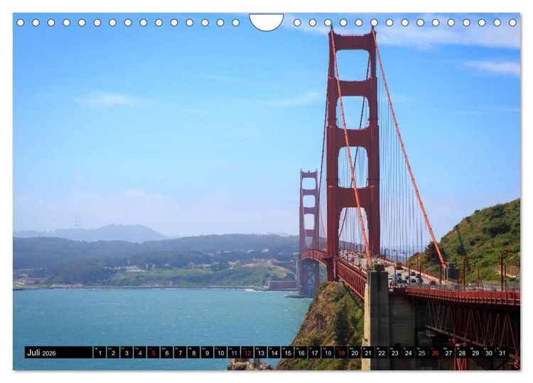 Produktbild: Golden Gate Bridge (Wandkalender 2026 DIN A4 quer), CALVENDO Monatskalender