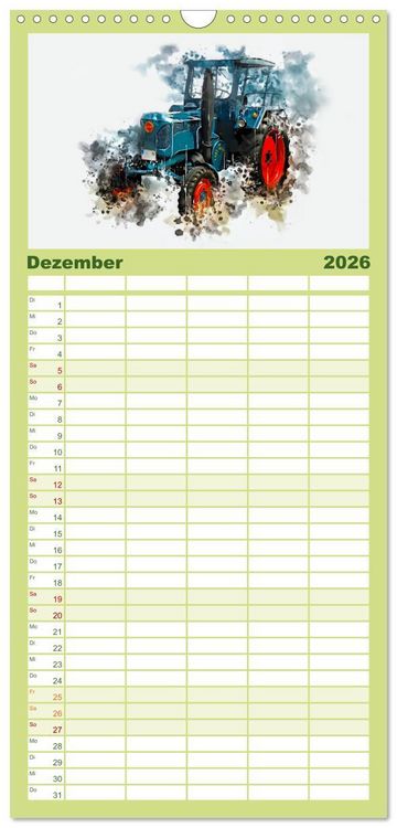 Produktbild: Familienplaner 2026 - Traktoren Oldtimer Legenden mit 5 Spalten (Wandkalender, 21 x 45 cm) CALVENDO