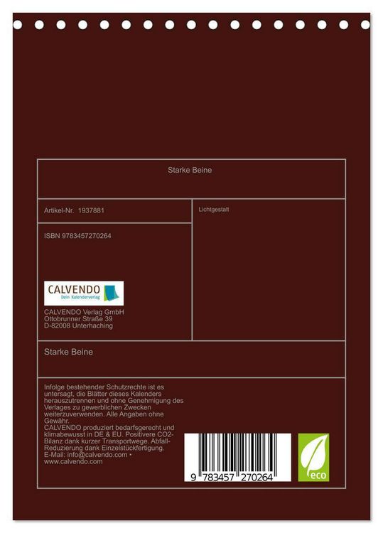 Produktbild: Starke Beine (Tischkalender 2026 DIN A5 hoch), CALVENDO Monatskalender