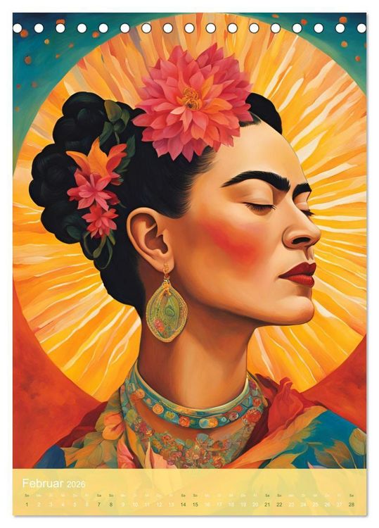 Produktbild: Gefangen in Normen. Frida Kahlo inspiriert. Flor de mi alma (Tischkalender 2026 DIN A5 hoch), CALVENDO Monatskalender