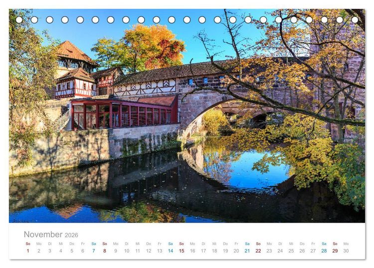 Produktbild: N&uuml;rnberg - Stadt der Br&uuml;cken und Geschichte (Tischkalender 2026 DIN A5 quer), CALVENDO Monatskalender