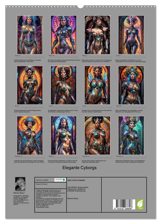 Produktbild: Elegante Cyborgs (hochwertiger Premium Wandkalender 2026 DIN A2 hoch), Kunstdruck in Hochglanz