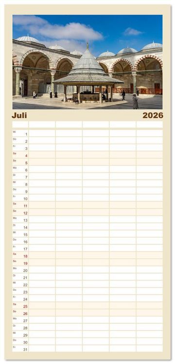 Produktbild: Familienplaner 2026 - Istanbul - Faszination Moschee mit 5 Spalten (Wandkalender, 21 x 45 cm) CALVENDO
