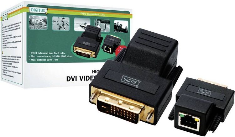 Produktbild: Digitus DS-54101 DVI Extender (Verl&auml;ngerung) &uuml;ber Netzwerkkabel RJ45 75m
