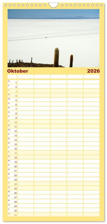 Produktbild: Familienplaner 2026 - Bolivien - Eine Wanderreise mit 5 Spalten (Wandkalender, 21 x 45 cm) CALVENDO