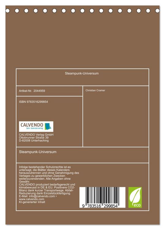 Produktbild: Steampunk-Universum (Tischkalender 2026 DIN A5 hoch), CALVENDO Monatskalender