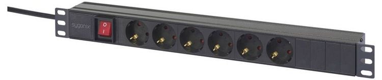 Produktbild: Sygonix SY-6736978 Steckdosenleiste 19 Zoll 6fach Schwarz Schutzkontakt 1St.