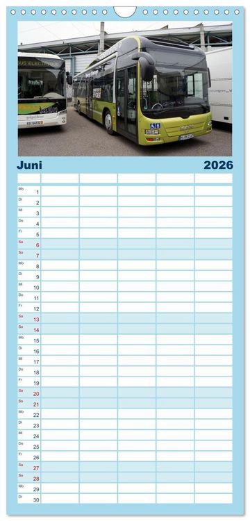 Produktbild: Familienplaner 2026 - Omnibusse im Fokus mit 5 Spalten (Wandkalender, 21 x 45 cm) CALVENDO