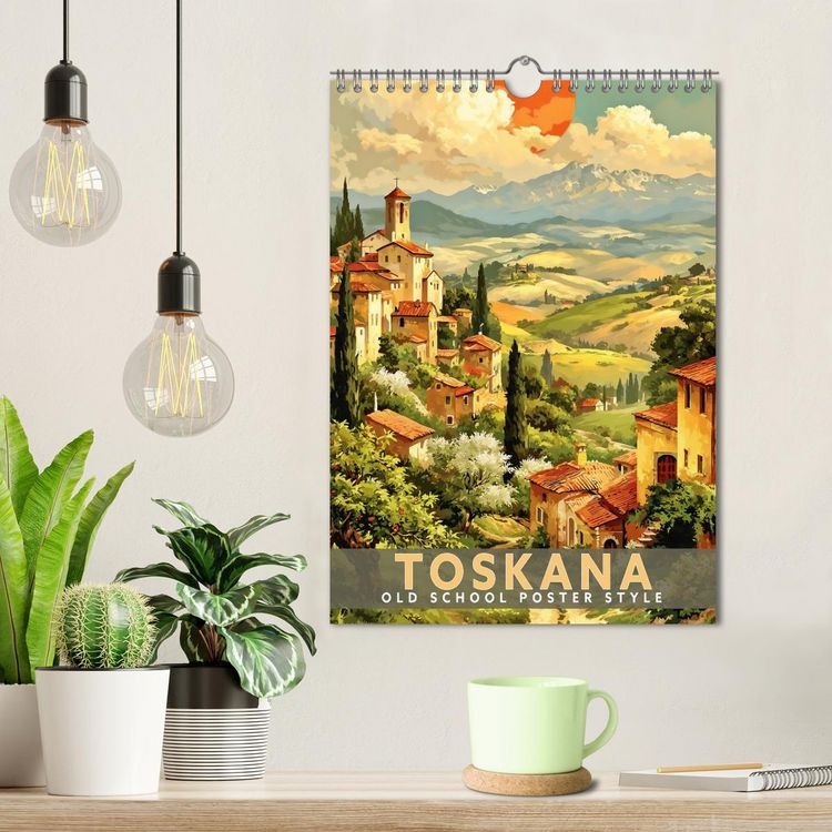 Produktbild: Toskana - Old School Poster Style (Wandkalender 2027 DIN A4 hoch), CALVENDO Monatskalender