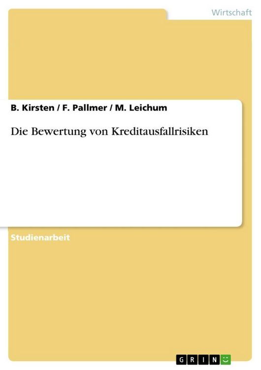 Produktbild: Die Bewertung von Kreditausfallrisiken
