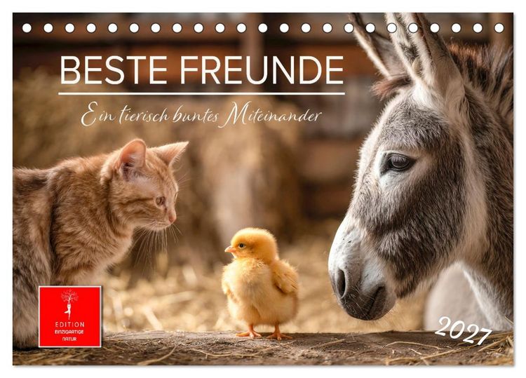 Produktbild: Beste Freunde - ein tierisch buntes Miteinander (Tischkalender 2027 DIN A5 quer), CALVENDO Monatskalender