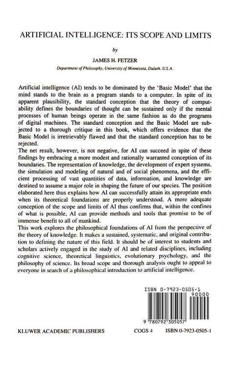 Produktbild: Artificial Intelligence: Its Scope and Limits