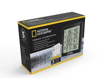 Produktbild: Bresser 13222 - NATIONAL GEOGRAPHIC Digitales Thermo-Hygrometer f&uuml;r 4 Messbereiche, schwarz