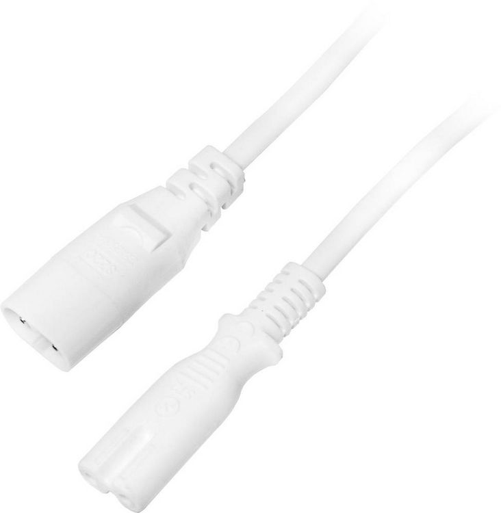 Produktbild: LogiLink Strom Verl&auml;ngerungskabel [1x Kleinger&auml;te-Stecker C8 - 1x Kleinger&auml;te-Buchse C7] 2.00 m Wei&szlig;