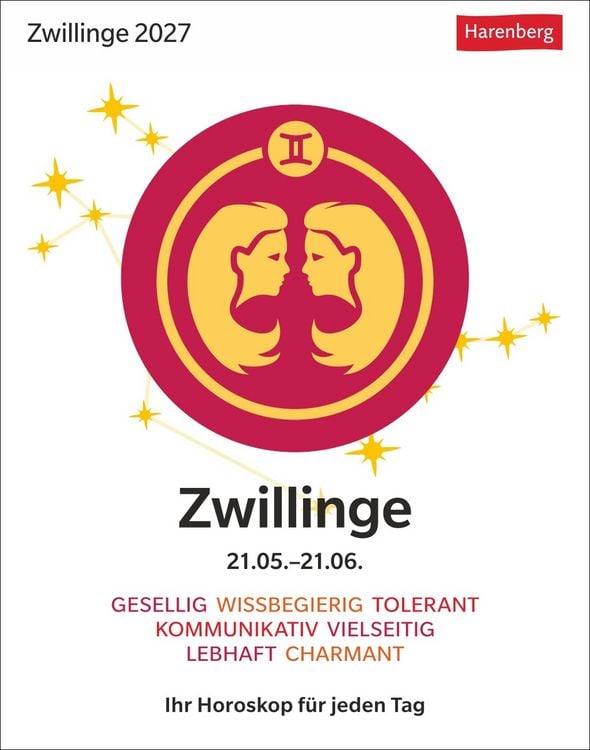 Produktbild: Zwillinge Sternzeichenkalender 2027 - Tagesabrei&szlig;kalender - Ihr Horoskop f&uuml;r jeden Tag