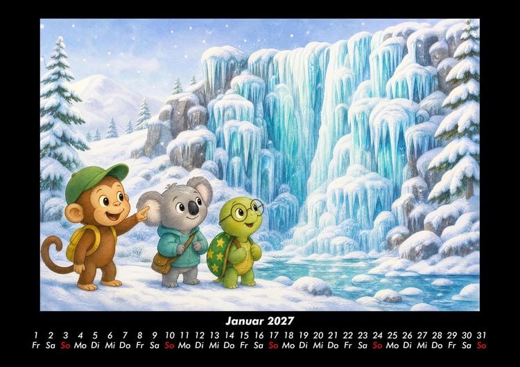 Produktbild: Wasserf&auml;lle der Fantasie mit Milo, Kiki & Taz 2027 Fotokalender DIN A3