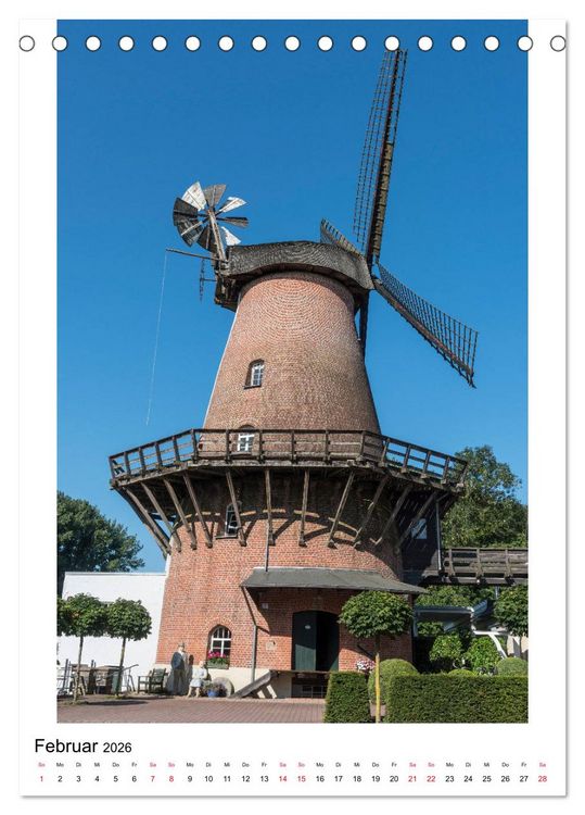 Produktbild: Historische Windm&uuml;hlen in Minden-L&uuml;bbecke (Tischkalender 2026 DIN A5 hoch), CALVENDO Monatskalender