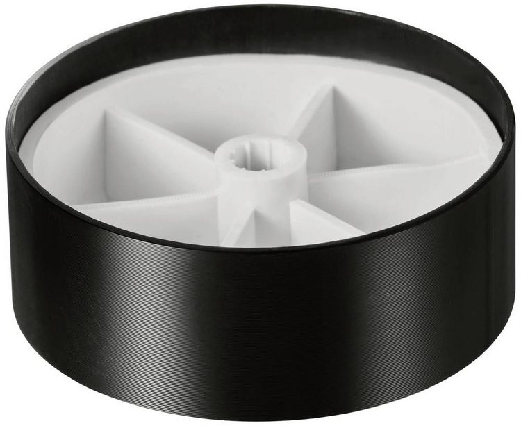 Produktbild: TRU COMPONENTS TC-11696532 Drehknopf mit Knopfmarkierung Schwarz (&Oslash; x H) 48 mm x 19 mm Aluminium, Plastik 1 St.