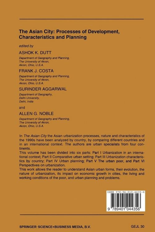 Produktbild: The Asian City: Processes of Development, Characteristics and Planning