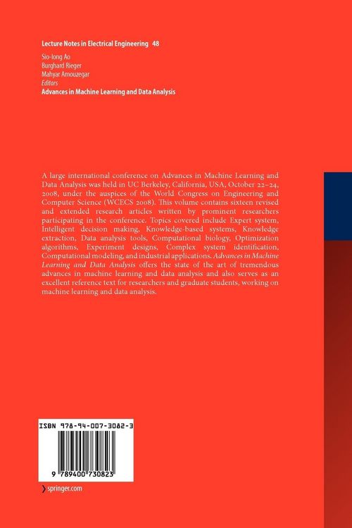 Produktbild: Advances in Machine Learning and Data Analysis