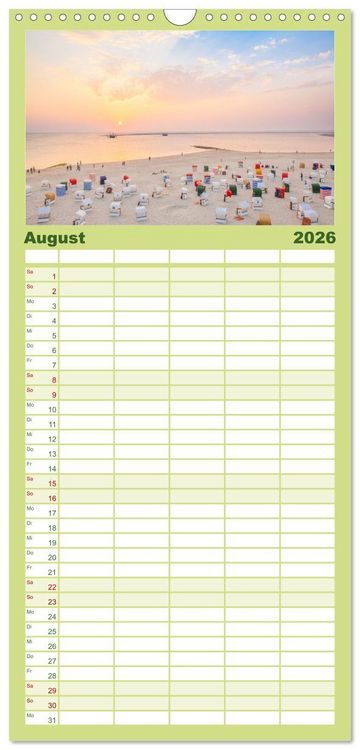 Produktbild: Familienplaner 2026 - Meine Insel Borkum mit 5 Spalten (Wandkalender, 21 x 45 cm) CALVENDO