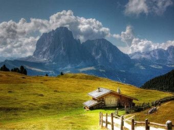 Produktbild: CALVENDO Puzzle Langkofel - Cisles Alm - Gr&ouml;den | 1000 Teile Lege-Gr&ouml;&szlig;e 64x48cm Foto-Puzzle f&uuml;r gl&uuml;ckliche Stunden
