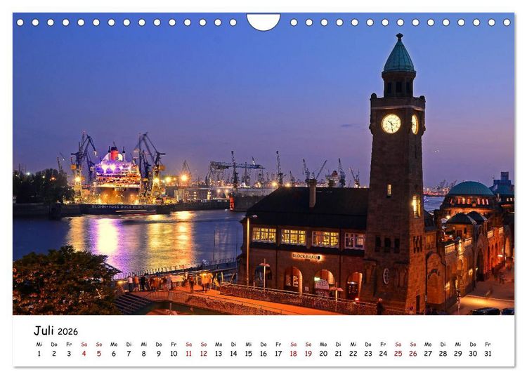 Produktbild: Hamburg schl&auml;ft nie (Wandkalender 2026 DIN A4 quer), CALVENDO Monatskalender