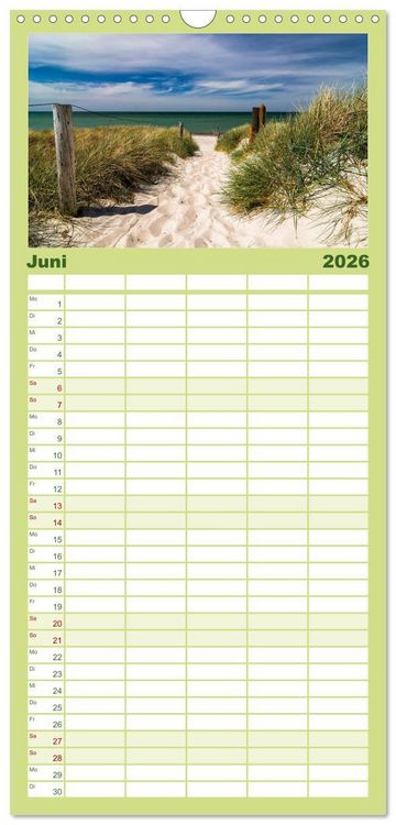 Produktbild: Familienplaner 2026 - Ostsee, Fischland-Dar&szlig; mit 5 Spalten (Wandkalender, 21 x 45 cm) CALVENDO