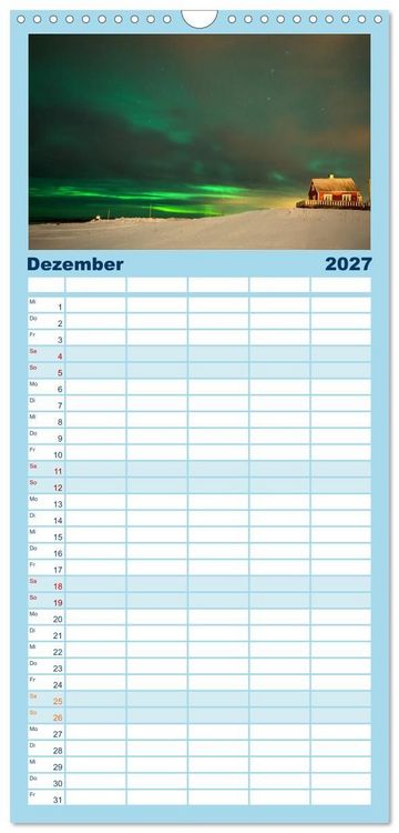 Produktbild: Familienplaner 2027 - Magische N&auml;chte - POLARLICHT mit 5 Spalten (Wandkalender, 21 x 45 cm) CALVENDO
