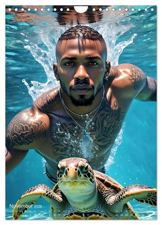 Produktbild: Athletische Kerle - Muskeln, Tattoos und Wassertiere (Wandkalender 2026 DIN A4 hoch), CALVENDO Monatskalender