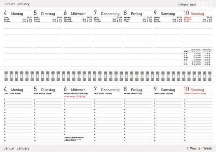 Produktbild: Tischkalender quer Professional Colourlux 2027 rot